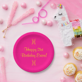 Assiettes En Carton Anniversaire rose jaune 21e (âge) Erica (nom)