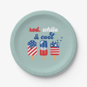 Assiettes En Carton Anniversaire Rouge Blanc Bleu du 4 juillet