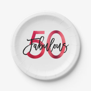 Assiettes En Carton Anniversaire rouge chic élégant moderne fabuleux