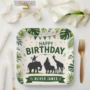 Assiettes En Carton Anniversaire Safari Animaux de la Jungle