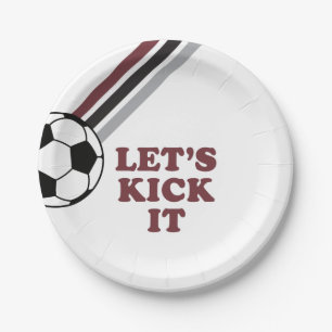 Assiettes En Carton Anniversaire Soccer Rayures Marron Let's Kick It