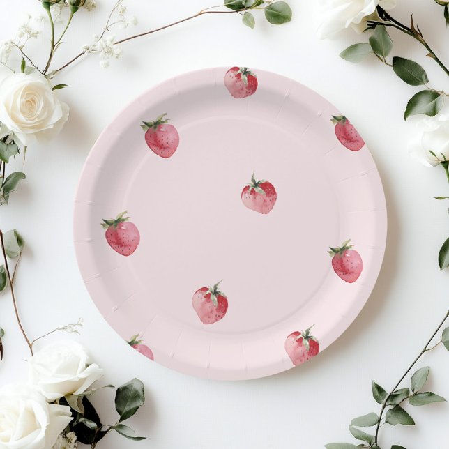 Assiettes En Carton Anniversaire sucré aux fraises (Créateur téléchargé)