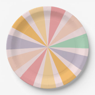 Assiettes En Carton Anniversaire super Retro Rainbow