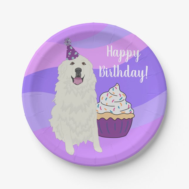 Assiettes En Carton Anniversaire sur mesure Great Pyrenees Mountain Do (Devant)