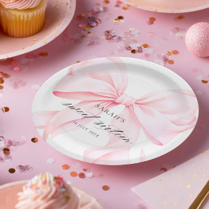Assiettes En Carton Anniversaire Sweet Sixteen Ruban Rose