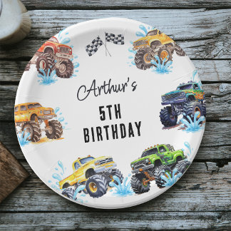 Assiettes En Carton Anniversaire Thème Monster Truck Piscine