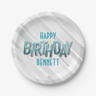 Assiettes En Carton Anniversaire Turquoise adulte moderne