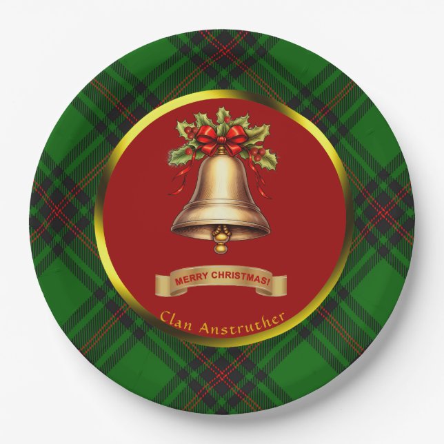 Assiettes En Carton Anstruther Tartan Noël personnalisé (Devant)