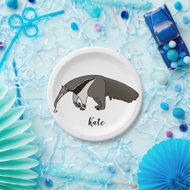 Assiettes En Carton Anteater géant Nom personnalisé (Fête)