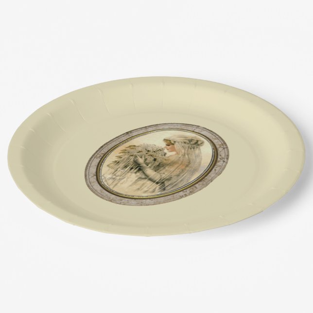 Assiettes En Carton Antique Mariée (Angle)