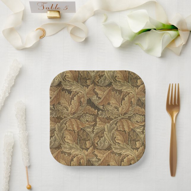 Assiettes En Carton Antique Victorian Chaud automne Feuilles Mariage (Mariage)