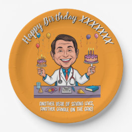 ASSIETTES EN CARTON ANTISTRESS DOCTORS BIRTHDAY PARTY ORANGE