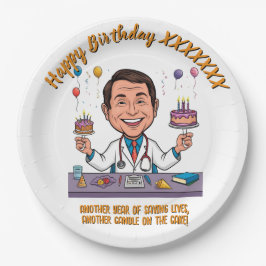 ASSIETTES EN CARTON ANTISTRESS DOCTORS BIRTHDAY PARTY WHITE