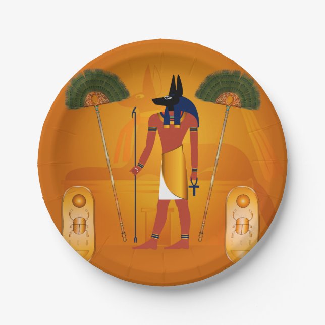 Assiettes En Carton Anubis, Egyptien antique (Devant)