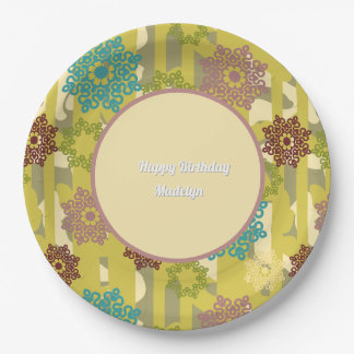 Assiettes En Carton Any Age Abstract Floral Pattern Birthday