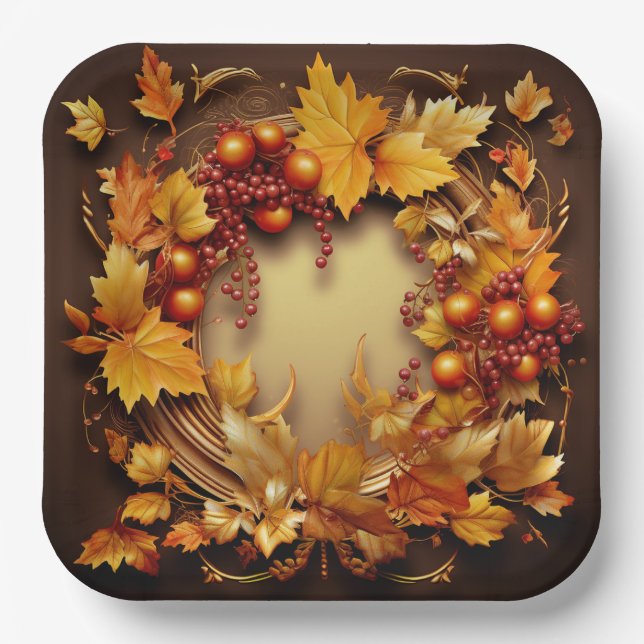 Assiettes En Carton Aperçu de l'automne : Récolte de germes (Recto)