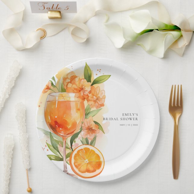 Assiettes En Carton Aperol Spritz Baby Shower de Mariée (Mariage)