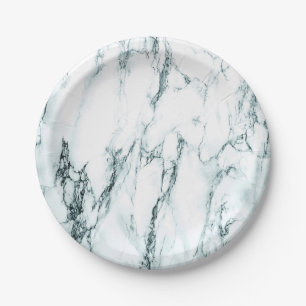 Assiettes En Carton Apparence en marbre de veine turquoise foncé