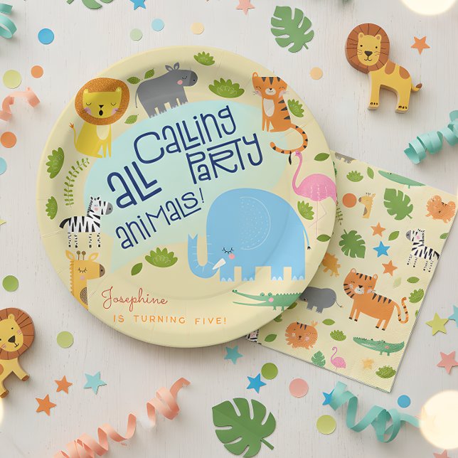 Assiettes En Carton Appel à tous les animaux de la partie anniversaire (Créateur téléchargé)