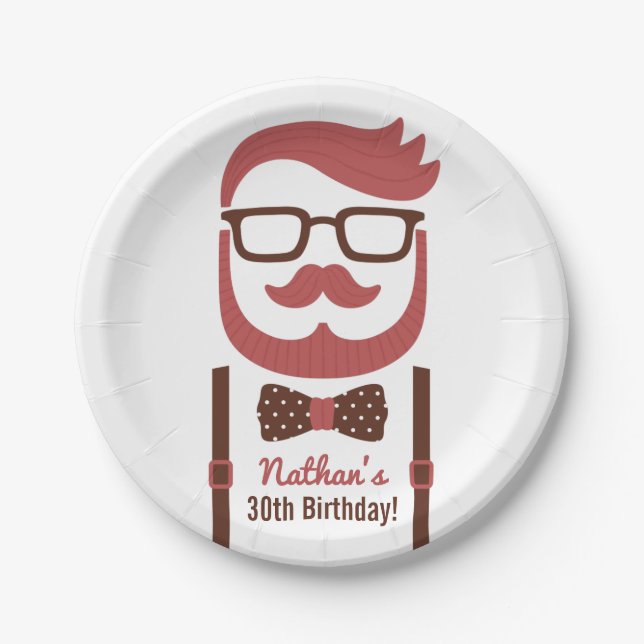 Assiettes En Carton Approvisionnements de fête d'anniversaire d'hommes (Devant)