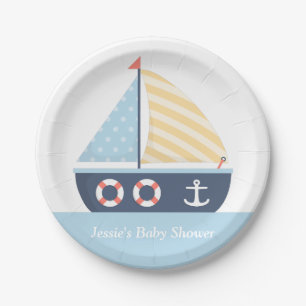Assiettes En Carton Approvisionnements nautiques de baby shower de