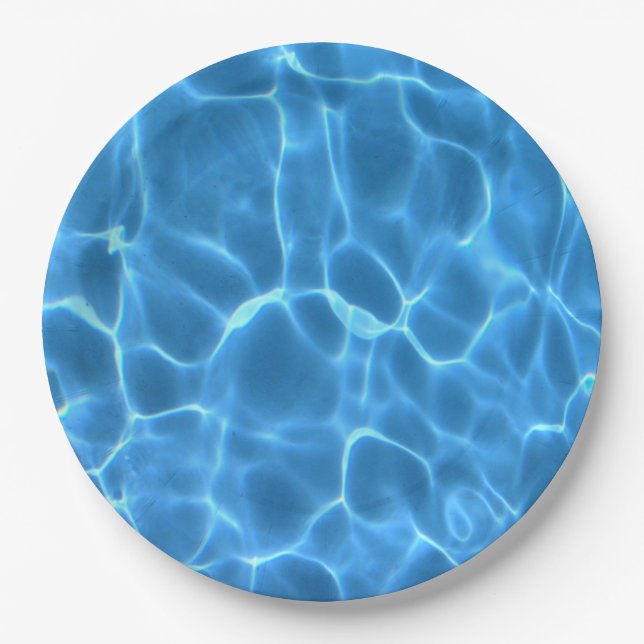 Assiettes En Carton Aqua Blue Piscine Eau (Devant)