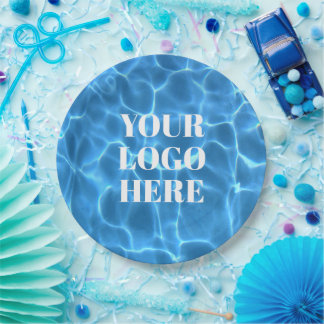 Assiettes En Carton Aqua Blue Swimming Pool Photo Logo