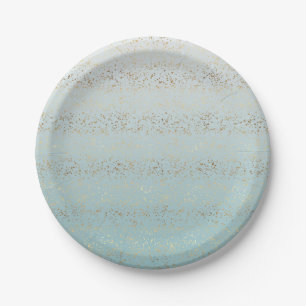 Assiettes En Carton Aqua Gold Ombre Confetti Glam