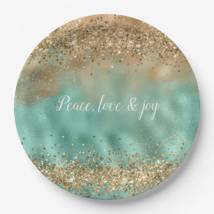 Assiettes En Carton Aqua Gold Parties scintillant Confetti      
