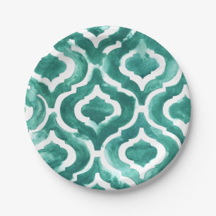 Assiettes En Carton Aquamarine Motif IV