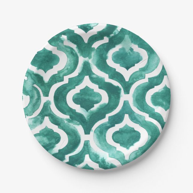 Assiettes En Carton Aquamarine Motif IV (Devant)