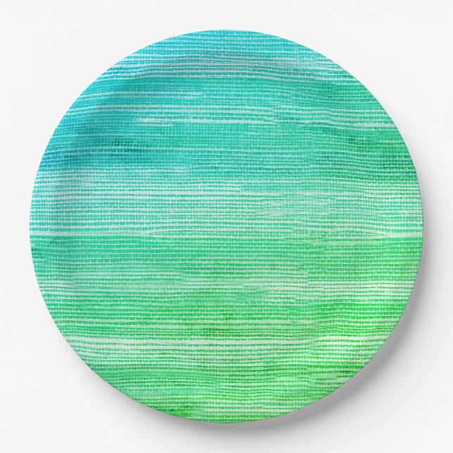 Assiettes En Carton Aquarelle Abstraite Seagrass Teint Neon (Devant)