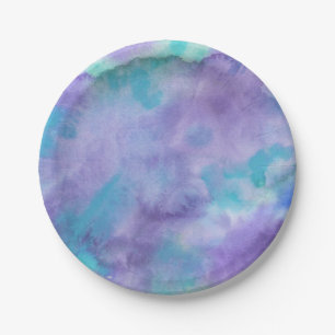 Assiettes En Carton Aquarelle Abstraite violet violet violet vert Turq