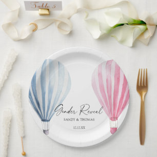 Assiettes En Carton Aquarelle Air Balloons Révélation de genre
