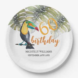 Assiettes En Carton Aquarelle artistique Toucan Tropical Party