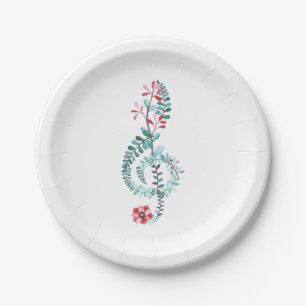 Assiettes En Carton Aquarelle Atrible Clé Musical Papier Plaques