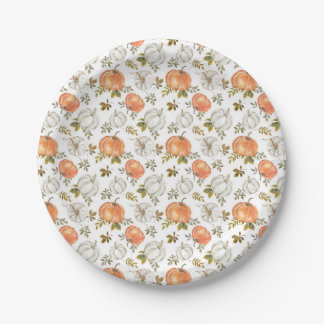 Assiettes En Carton Aquarelle Automne Citrouilles rustiques