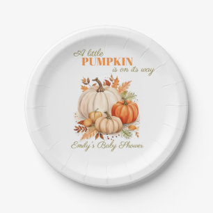 Assiettes En Carton Aquarelle Baby shower orange petit Citrouille