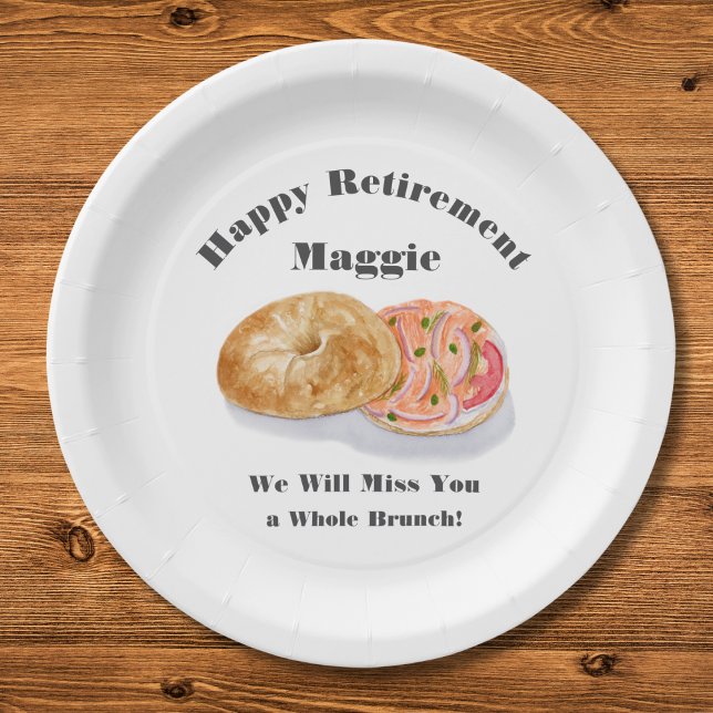 Assiettes En Carton Aquarelle Bagels Fumée Saumon Retraite Brunch (Créateur téléchargé)