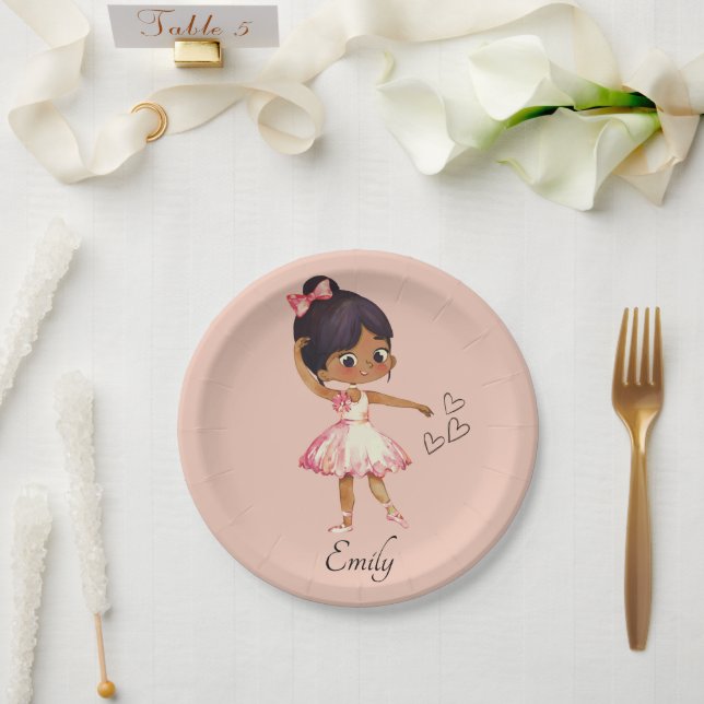 Assiettes En Carton Aquarelle Ballerina Dancer Thème (Mariage)