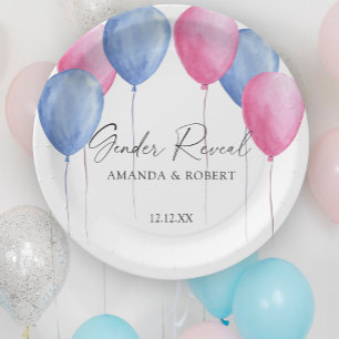 Assiettes En Carton Aquarelle Balloons Révélation de genre