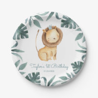 Aquarelle Bébé Lion Prince Anniversaire Tropical