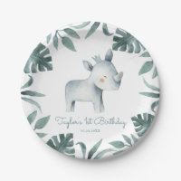 Aquarelle Bébé Rhinoceros Prince Tropical