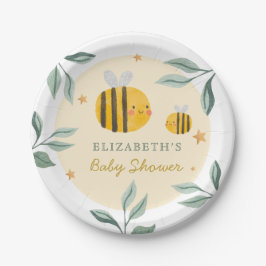 Assiettes En Carton Aquarelle Bee Honey Baby shower sucré
