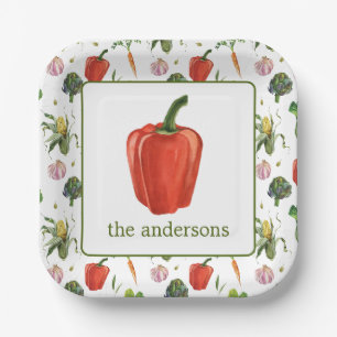 Assiettes En Carton Aquarelle Bio produit poivron