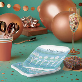 Assiettes En Carton Aquarelle Bleu Blanc Anniversaire Enfants Tulip