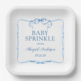 Assiettes En Carton Aquarelle Bleu Ribbon Bébé Sprinkel