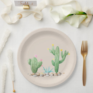 Assiettes En Carton Aquarelle Cactus