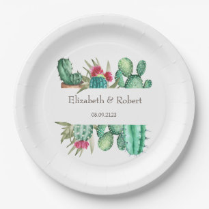 Assiettes En Carton Aquarelle Cactus