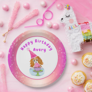 Assiettes En Carton Aquarelle Cavalier King Charles Cupcake Anniversai